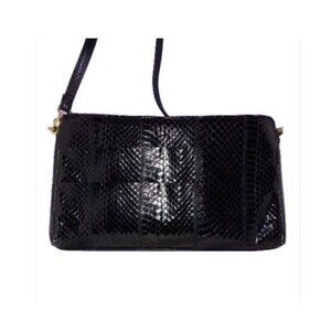 VINTAGE Ganson Black Snakeskin Leather Handbag